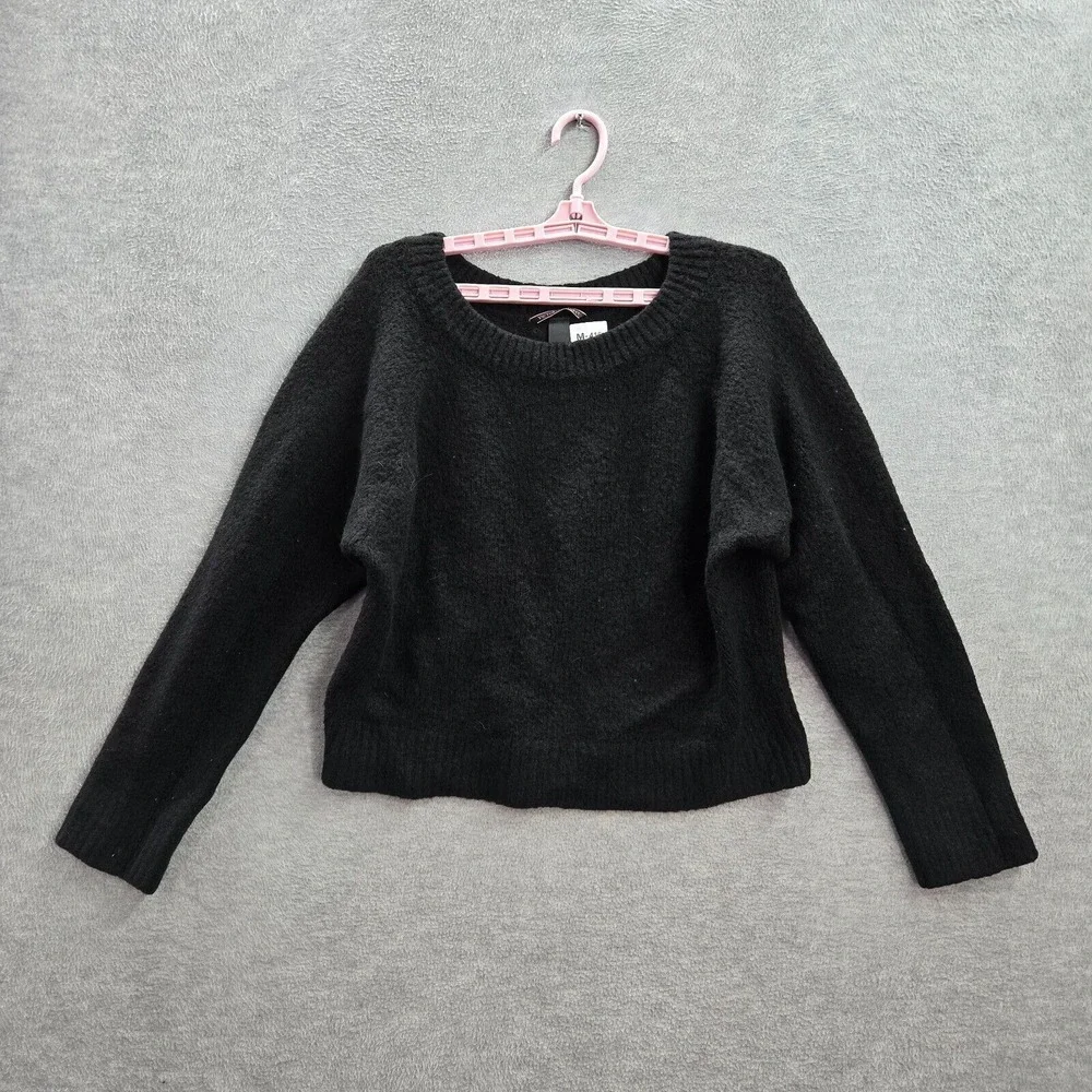 Victoria's‎ Secret Women Sweater Medium Black Cropped Long Sleeve Pullover